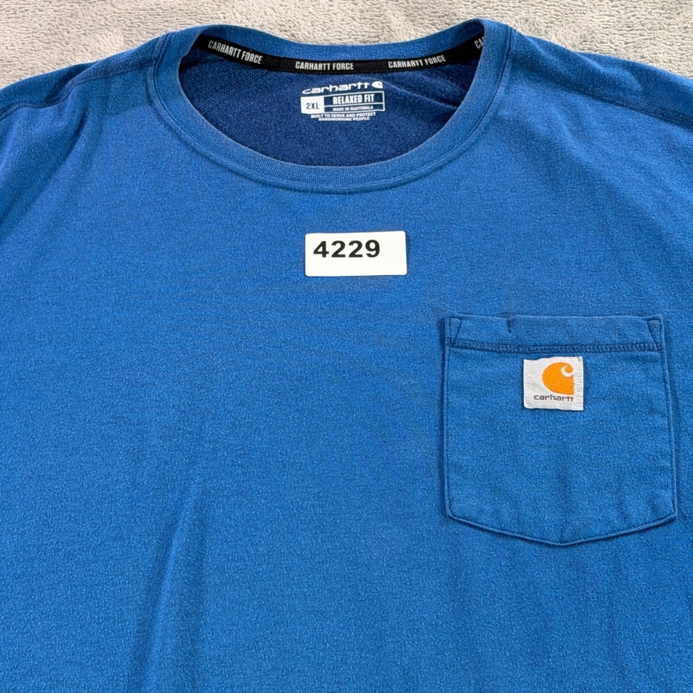 Carhartt Pocket T-Shirt Mens 2XL Blue Force Relaxed Fit 104616 446